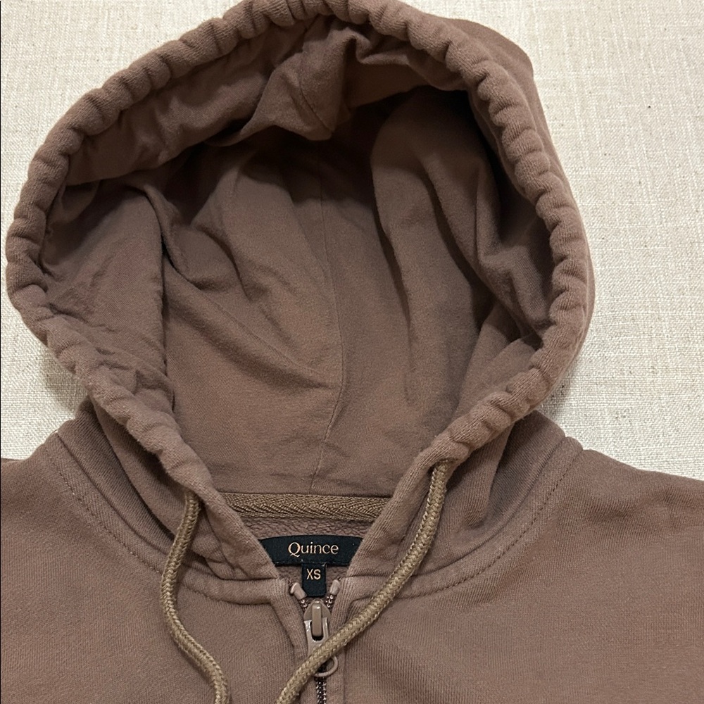 Quince Hoodie Women’s XS Taupe Organic Cotton Zip Up Super Soft - Picture 11 of 12